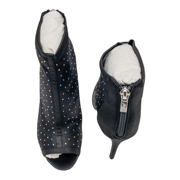 Badgley Mischka Black Rhinestone Open Toe Stiletto Boots Women's 6.5 7 7.5 8.5 - Picture 7 of 10